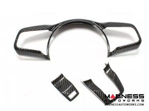 Jaguar F-TYPE Interior Trim - Carbon Fiber - Steering Wheel Trim - R - Flat Bottom Style Wheel - Red Candy